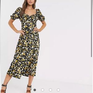 ASOS DESIGN button through maxi tea dress in floral animal print